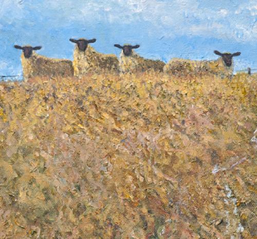 FiveWhiteHorseSheepUffingtonPainting