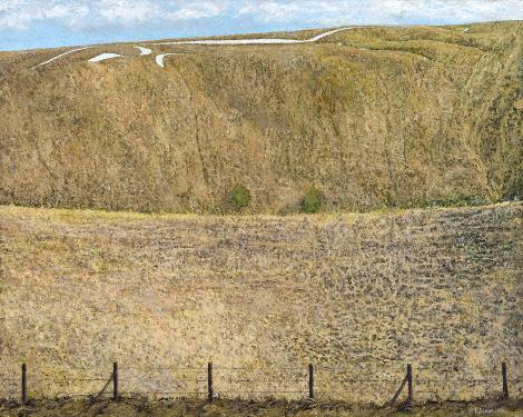 Print of White Horse Hill Uffington Castle from a painting by Ken Organ